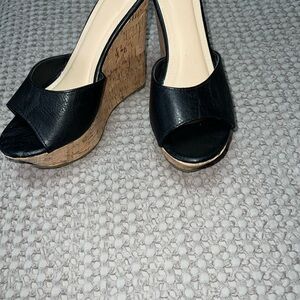 Black Wedge Sandals